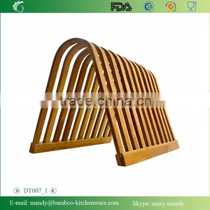 Fashion Design Bamboo Dish Rack, Bamboo Rack for Large Dishes and Plates thumbnail-2