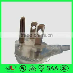 Transparent Power Plug, UL Right Angle 3 Pin Plug With Power Cable thumbnail-1