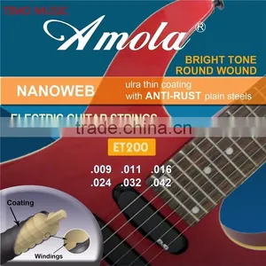 Amola ET100 010-046 Bright Tone Round Wound Ulra Thin Coating Nickel Plating Winding Electric Guitar Strings thumbnail-2