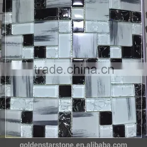 Roman Mosaic Tile and Ice Crackle Glass Mosaic Tile thumbnail-1