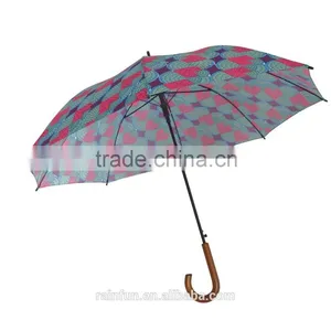 Long Outdoor Full Printing Wooden Handle Umbrella thumbnail-1