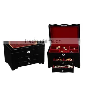 Chinese Factories Wholesale Custom Luxurious Wooden Jewelry Box, Black Drawer Storage Box thumbnail-1