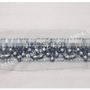 Beautiful Design 4cm Width Guipure Embroidery French Beaded Lace for Dress thumbnail-2
