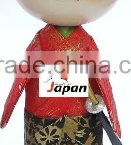 Japanese Wooden HandCrafted Samurai Kokeshi Doll thumbnail-1