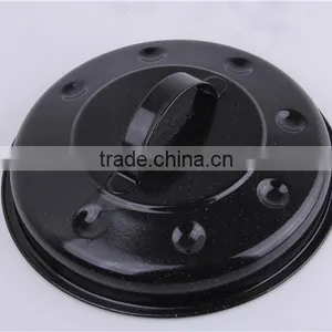 Kitchen Tool Black Round Enamel Shallow Baking Pan With Lid thumbnail-5