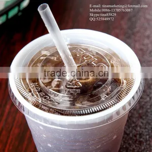 9-10 Oz. Clear Flat PS Plastic Lid With Straw Slot for Cold Drink Cup China Manufactory Price thumbnail-2