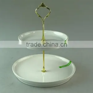 2-tier Ceramic Stand Holder Snack Plate for Party in Stocklots thumbnail-1
