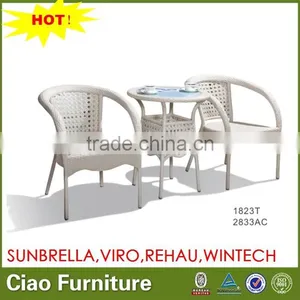 WICKER COW EYE WEAVING OF GARDEN COFFEE TABLE SET WHITE RATTAN TABLE SET thumbnail-1
