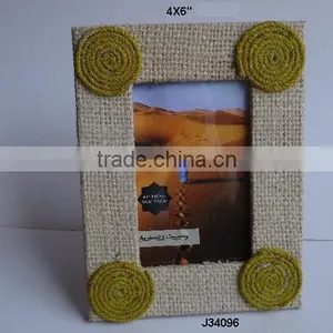 Jute Photo Frame With Jute Disc Corners Available in All Photo Sizes and Partterns thumbnail-1