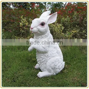 Customized 2016 Christmas Garden Decor Life Like Poly Stone White Rabbit Statue thumbnail-2