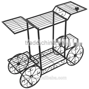 Elegant European Style Cart Design 6 Tier Wrought Metal Planter / Flower Pot Holder Display Rack Stand Garden Decor thumbnail-4