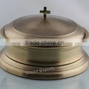 Metal Brass Plated Communion Tray Set thumbnail-1