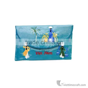 Hand Embroidered Wallet, Many Colors and Design to Choose, Made From Natural Silk in Vietnam thumbnail-6