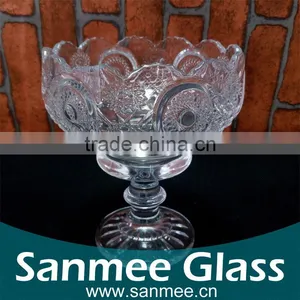 Sun Flower Embossed Crystal Glass Goblet Candy Bowl thumbnail-1