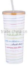 550ml Stainless Steel Inner Plastic Outer Steel Double Layer Cup With Straw thumbnail-2