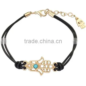 Gold Hamsa Hand Rubber Bracelet thumbnail-1