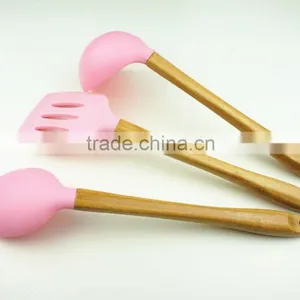 32016 Kitchen Utensils 3pcs Silicone Tools With Bamboo Handle thumbnail-6