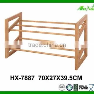 Wholesale Simple 2 Tier Outdoor Folding Bamboo Shoe Rack thumbnail-1