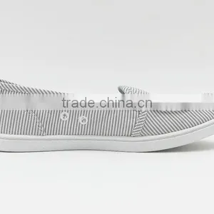 Brand Canvas Shoe White Stripe Lady Loafer Shoes China Factory Stock Cheap Selling thumbnail-3