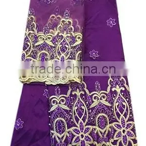 Good Quality African George Lace Fabric for Beautiful Garments With Unique Applique With Beads and Stones GPF009 thumbnail-3