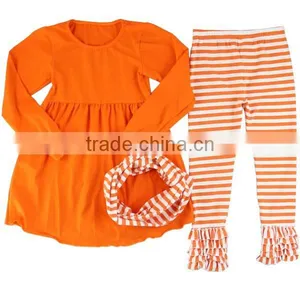 Frock Design for Baby Girl Ruffle Pants Outfits Stripe Outfits Children Boutique Girls Halloween Clothes thumbnail-1