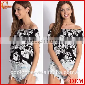 2015 Off the Shoulder Floral Print Women Tank Top,wholesale Women Sweet Sheer Tank Tops thumbnail-1