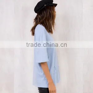 Hot Sexy bf Half Sleeve Distressed Girl's t Shirt With Custom Printing thumbnail-3