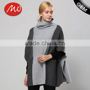 Womens Free Crochet Knit Turtleneck Sweater Pattern Poncho With High Quality thumbnail-1