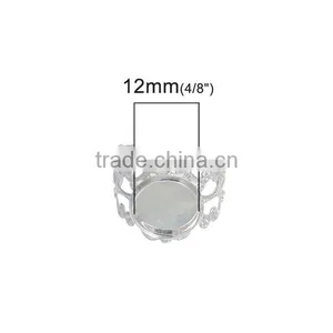 Copper Adjustable Rings Round Silver Plated Pattern Hollow 16.5mm thumbnail-2