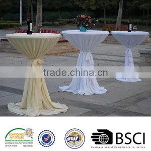 Knitted 100% Polyester Tablecloth, Stehtischhusse Weiss Mit Extra Schleifenband thumbnail-1