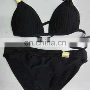 Sexy Unique Metal Hot Black Two Pieces Swimwear /Bikini Trade Assurance Supplier thumbnail-1