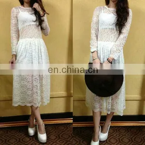 Powersweet 2014 Latest Design Pure White Aate Sexy Lace Dress thumbnail-1
