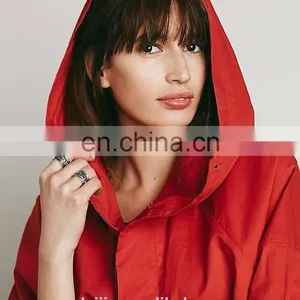 Orange Color Dolphin Hem Ladies Anorak,fashion Woman Jacket, Hoody Jacket Fashion thumbnail-5