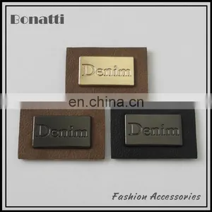 Custom Garment pu Leather Metal Label or Patches for Jeans and Bags thumbnail-1