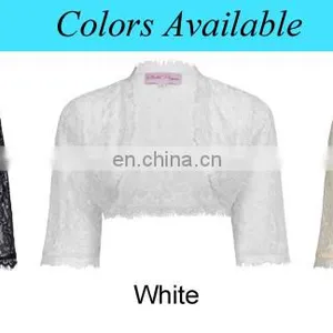 Belle Poque Womens Ladies Wedding Bridal Bridesmaid 3/4 Sleeve Black Lace Shrug Bolero BP000319-1 thumbnail-5