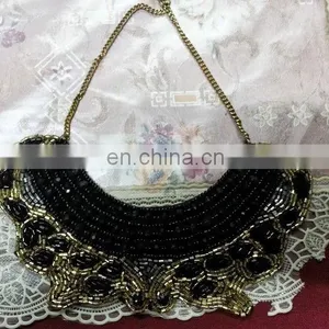 Indian Style Pipe & Beads Hand Embroidery Necklace thumbnail-1