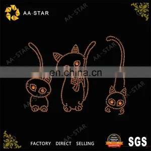 Three Lovely Little Cats Design Free Crystals Motifs for Toddlers' Clothing thumbnail-1