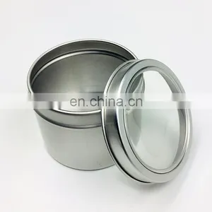 Quality Aluminum Alloy Round Travel Candle Tin Box With Clear Window thumbnail-1