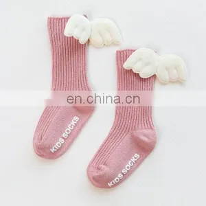 2020 Baby Girls Knee High Socks Angel Wing Summer Autumn Cotton Socks Solid Candy Color Kids Toddler Short Socks For Children thumbnail-6
