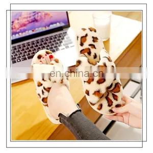 New Leopard Cross Strap Floor Slippers Female Non-Slip Warm Indoor Home Wear Slippers Wholesale thumbnail-6