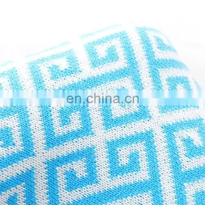50''x60''Soft Geometric Pattern Cozy Blue Knitted Throw Blanket for Couch/Sofa/Travel thumbnail-4