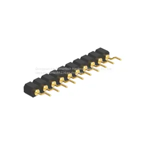 Dnenlink 2.54mm Pitch Single Row H2.5mm Concave Contact Right Angle Female Header SMT Type PogoPin Connector thumbnail-1