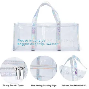 PVC Travel Makeup Toiletry Storage Bag, Large Capacity Tote Bag, Cosmetic Clothes Organizer Bag thumbnail-3