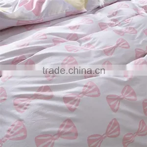 Cute Girls Bedding Set Pink Bow Printed Kids Comforter Cover Sets Eco-friendly Children Quilt Cover Set thumbnail-3