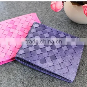 Latest Fashion Soft Woven Sheep Leather Women Bifold Wallet Thin Leather Wallet thumbnail-3