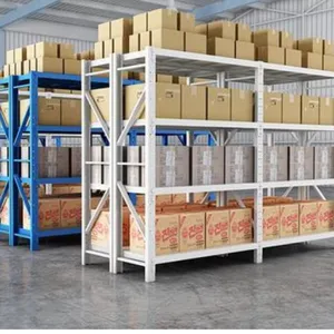 Industrial 4 Layers Metal Warehouse Storage Steel Long Span Rack With Medium Beam Duty Shelf thumbnail-1