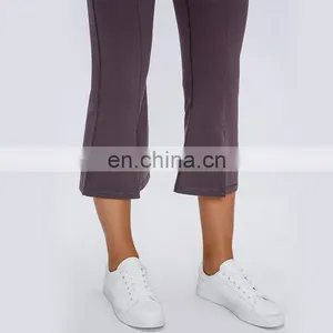 High Waisted Flared Fit Yoga 3/4 Capri Pants With Wide Legs For Fitness Gym Running Jogging Dance Sports thumbnail-2