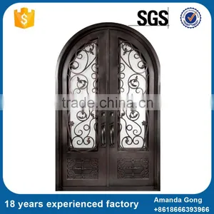 Wrought Iron Arch Top Double Entry Door thumbnail-5