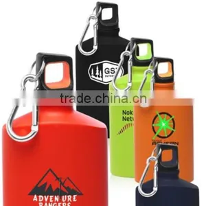 Flat Aluminium Bottle With Carabiner Hook thumbnail-1
