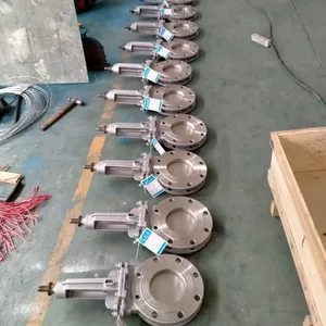 DN600 Pneumatic Electric Actuator Worm Gear Carbon Steel WCB CF8M SS304 SS316 Knife Gate Valve thumbnail-6